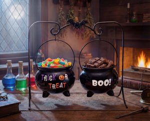 Halloween Candy Bowl Set with Iron Stand - Spooky Serveware