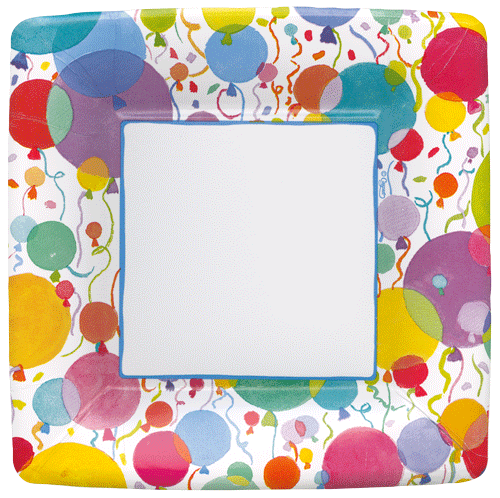 Balloons And Confetti Square Salad/Dessert Plates