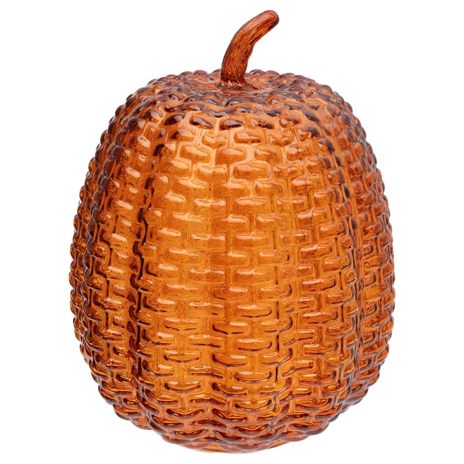 8.5" Umber Textured Glass Pumpkin Fall Autumn
