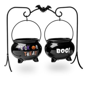 Halloween Candy Bowl Set with Iron Stand - Spooky Serveware